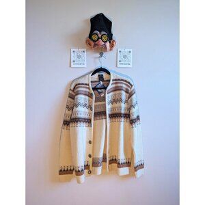 Vintage Norvyk By Renoir  Nordic Virgin Wool Ski Sweater Cardigan - Large